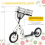 Sparkcykel - Skoter med Luftgummi Däck Ø30 cm Vit 85 - 95 (H) cm