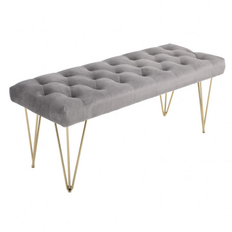 Sittbänk Sammet Grå med Guld Ben för sovrum, vardagsrum, hall 116 x 44,5 x 49 cm