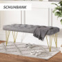 Sittbänk Sammet Grå med Guld Ben för sovrum, vardagsrum, hall 116 x 44,5 x 49 cm