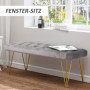 Sittbänk Sammet Grå med Guld Ben för sovrum, vardagsrum, hall 116 x 44,5 x 49 cm