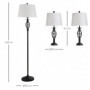 Golvlampa med 2 Bordslampa Set Vintage Svart Vit