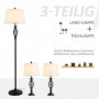 Golvlampa med 2 Bordslampa Set Vintage Svart Vit