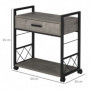 Rullbar Sidobord med Låda Industriell Stil 60 x 30 x 65 cm Greige