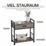 Rullbar Sidobord med Låda Industriell Stil 60 x 30 x 65 cm Greige