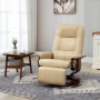 Relax Stol med Liggfunktion 360° Bas Läder Beige