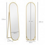 Golvspegel Oval Guld 40 x 160 cm