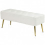Sängbänk - Hallbänk Stoppad Teddy Fleece Off White - Guld, 112 x 41 x 46 cm