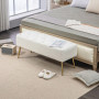 Sängbänk - Hallbänk Stoppad Teddy Fleece Off White - Guld, 112 x 41 x 46 cm