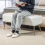 Sängbänk - Hallbänk Stoppad Teddy Fleece Off White - Guld, 112 x 41 x 46 cm