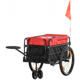 Cykel- och Lastvagn Med Dragstång 130 x 64 x 103 cm Svart - Röd
