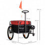 Cykel- och Lastvagn Med Dragstång 130 x 64 x 103 cm Svart - Röd