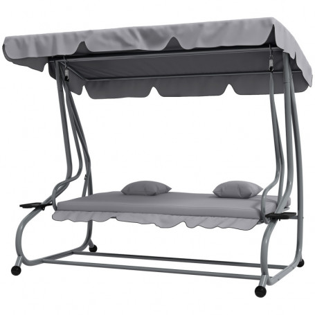 Hammock med Liggfunktion upp till 340 kg 200 x 120 x 164 cm Grå
