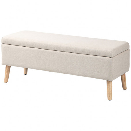 Sängbänk - Hallbänk med Förvaringsutrymme Linnelook 110 x 39 x 45 cm Beige