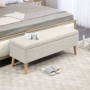 Sängbänk - Hallbänk med Förvaringsutrymme Linnelook 110 x 39 x 45 cm Beige