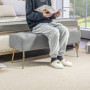 Sängbänk - Hallbänk Stoppad Teddy Fleece 112 x 41 x 46 cm Grå - Guld