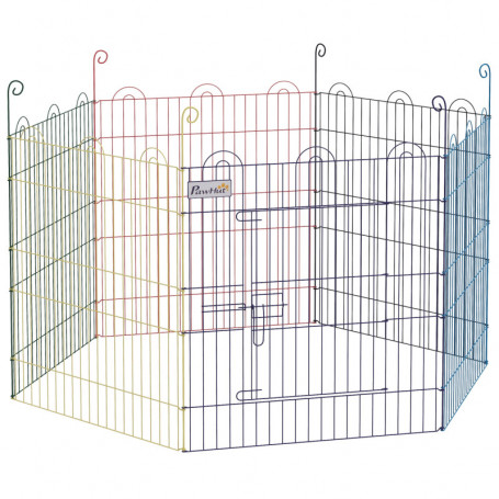 Hundgård Låsbar Metall 6 Panelar Ø120 x 60 (H) cm Flerfärgad