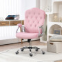 Komfort Kontorsstol Sammet Rosa med Silver Knappar