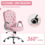 Komfort Kontorsstol Sammet Rosa med Silver Knappar