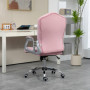 Komfort Kontorsstol Sammet Rosa med Silver Knappar