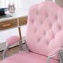 Komfort Kontorsstol Sammet Rosa med Silver Knappar