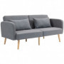 Bäddsoffa 3-sits Flexi Grå med Ek Ben