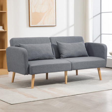 Bäddsoffa 3-sits Flexi Grå med Ek Ben