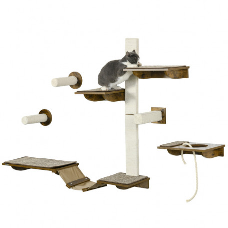 Katt klättervägg Klösträd 8 Delar Heavy Duty Brun - Beige