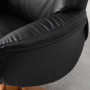 Relax Fåtölj med Pall Liggfunktion Konstläder Svart, Träfot