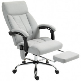 Kontorsstol med Massage, Värmefunktion, Fotstöd - Ljusgrå Mikrofiber