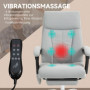 Kontorsstol med Massage, Värmefunktion, Fotstöd - Ljusgrå Mikrofiber