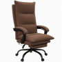 Ergonomisk Kontorsstol med Massagefunktion, Fotstöd - Brun Mikrofiber