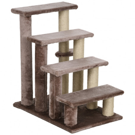 Katt Trappa Med Skrapstolpe 4-stegs - Vit 60 x 40 x 64 cm Brun