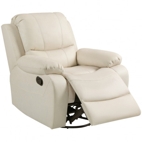 Relaxfåtölj med 135° Lutningsjustering Läder Beige