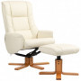 Relax Fåtölj med Pall Liggfunktion Konstläder Beige, Träfot