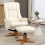 Relax Fåtölj med Pall Liggfunktion Konstläder Beige, Träfot