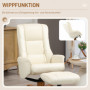 Relax Fåtölj med Pall Liggfunktion Konstläder Beige, Träfot