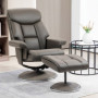 Relax Fåtölj Med Pall Justerbart Ryggstöd Grå Läder