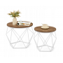 Runda Soffbord Set av 2 Sidobord Diamant Vit / Brun