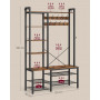 4-in-1 Hallmöbel med Klädhängare, Skoförvaring, Sittbänk Vintage brun 40 x 120 x 190 cm