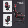 Ergonomisk Gamingstol med Benstöd Svart Röd Läder Belastning upp till 150 Kg