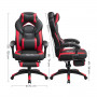 Ergonomisk Gamingstol med Benstöd Svart Röd Läder Belastning upp till 150 Kg
