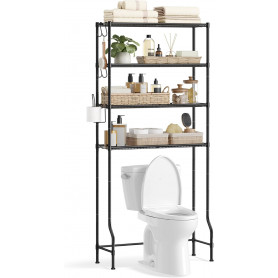 Badrumsförvaring till Över Toalettstol / Tvättmaskin 4 Hyllor Svart...