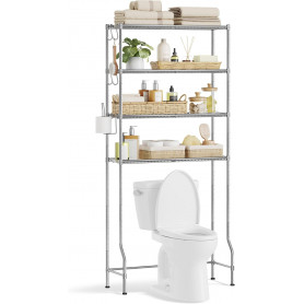 Badrumsförvaring till Över Toalettstol / Tvättmaskin 4 Hyllor Silve...