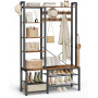 4-in-1 Hallmöbel med Klädhängare, Skoförvaring, Sittbänk Vintage brun 40 x 120 x 190 cm