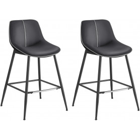2-pack Barstolar Cascade Sitthöjd 62 cm Läder Svart