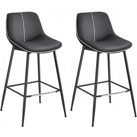2-pack Barstolar - Sitthöjd 73 cm Konstläder Svart - Ergonomiskt ryggstöd