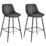 2-pack Barstolar - Sitthöjd 73 cm Konstläder Svart - Ergonomiskt ryggstöd