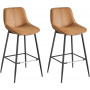 2-pack Barstolar Cascade Sitthöjd 73 cm Läder Brun