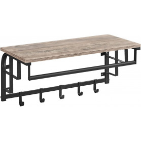 Hatthylla med klädhängare och Stång Industriell Greige 66 x 30 x 27 cm