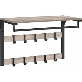 Hatthylla med dubbel klädhängare och klädstång, Industriell Greige ...